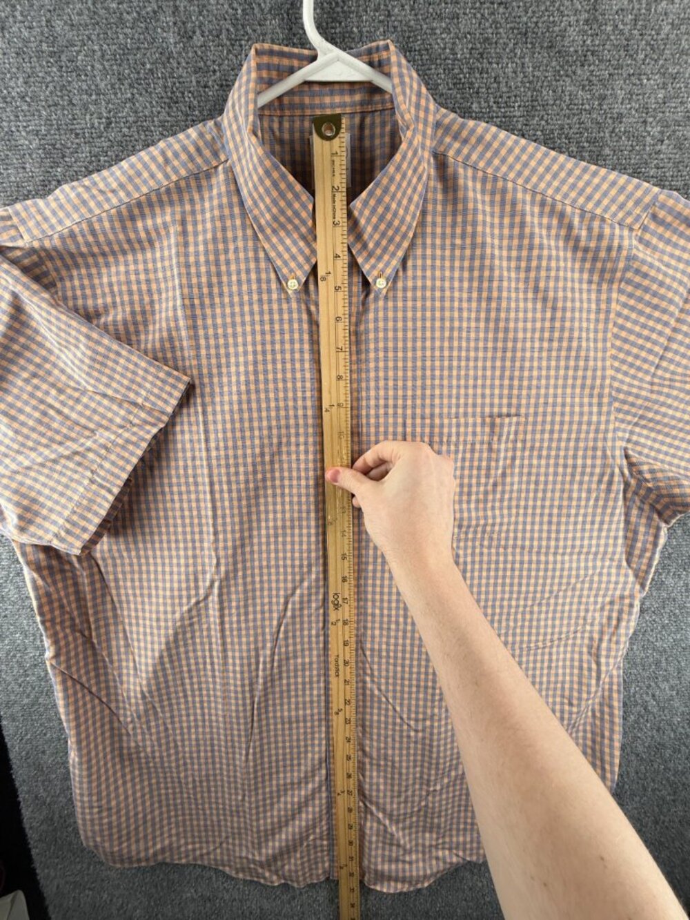 Brooks Brothers Check Non-Iron Cotton XL Button-Down Short Sleeve Blue Orange - Picture 4 of 16